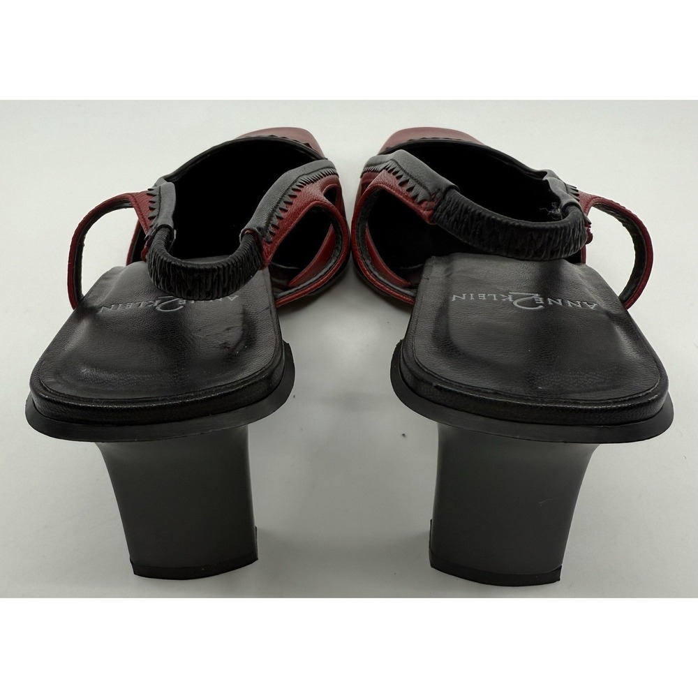 Anne Klein Women's Heels Red & Black Hannah Slingback In Box Shoes Leather Sz 8 - Picture 5 of 12